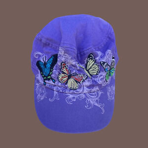 Oakland Zoo Butterfly Hat | Purple Cotton | One Size | Vintage